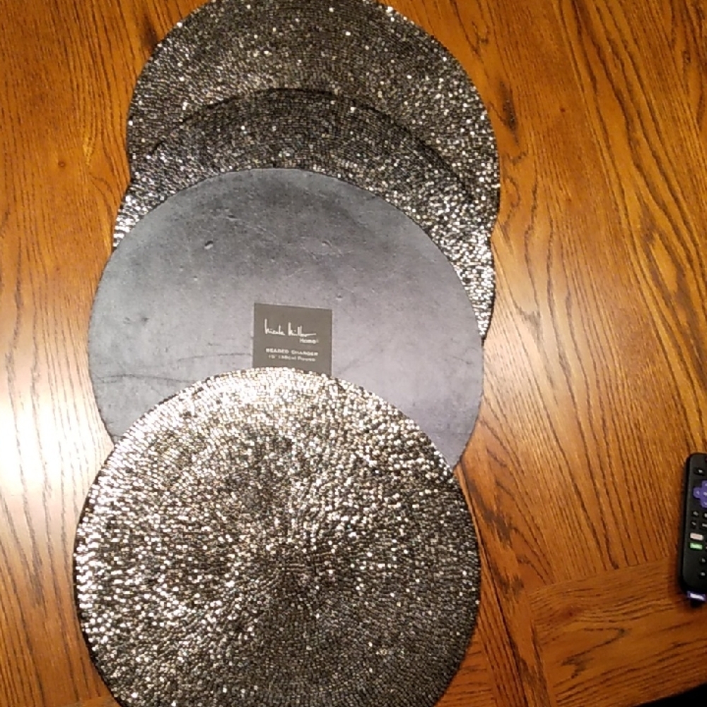 Set Of Four Nicole Miller Home Beaded Chargers/Placemats